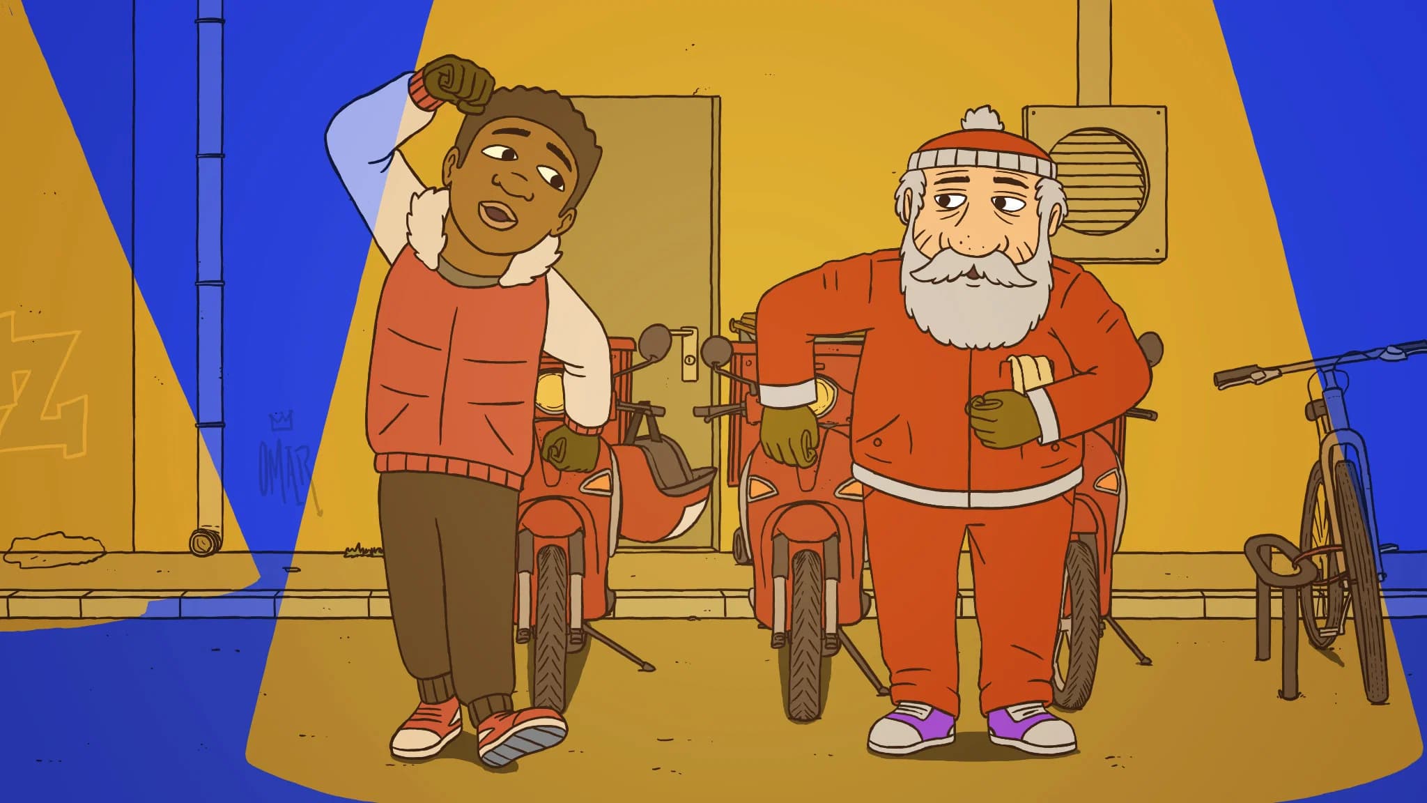 Marcel, Father Christmas (and the little pizza delivery boy)
